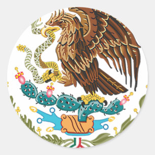 MEXICANSK FLAGGA - MEXICO STIL - VAPENSKÖLD RUNT KLISTERMÄRKE