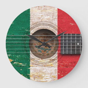 Mexicansk flagga på den gammala akustiska gitarre stor klocka