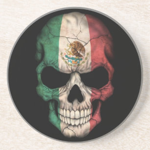 Mexicansk flaggaskalle på svart underlägg