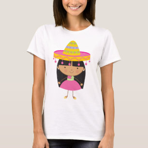 Mexicansk flicka i Sombrero Tee Shirt