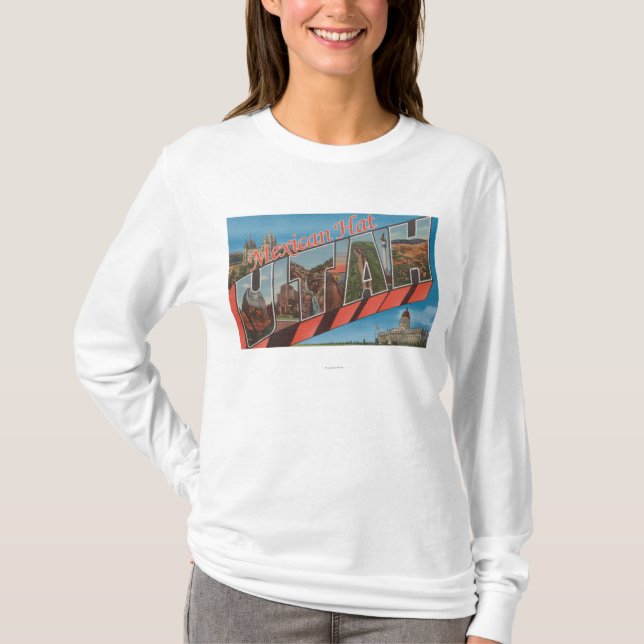 Mexicansk hatt, Utah - stora brevplatser Tee Shirt (Framsida)