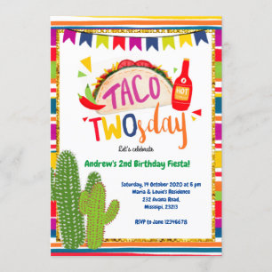 Mexicansk inbjudan för TacoTwosday födelsedag