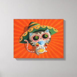 Mexicansk katt med sombreroen canvastryck