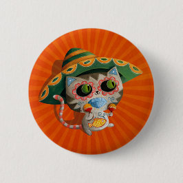 Mexicansk katt med sombreroen knapp