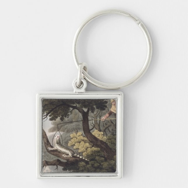 Mexicansk ödlastoppare som inristas av Matthew Fyrkantig Silverfärgad Nyckelring (Framsidan)