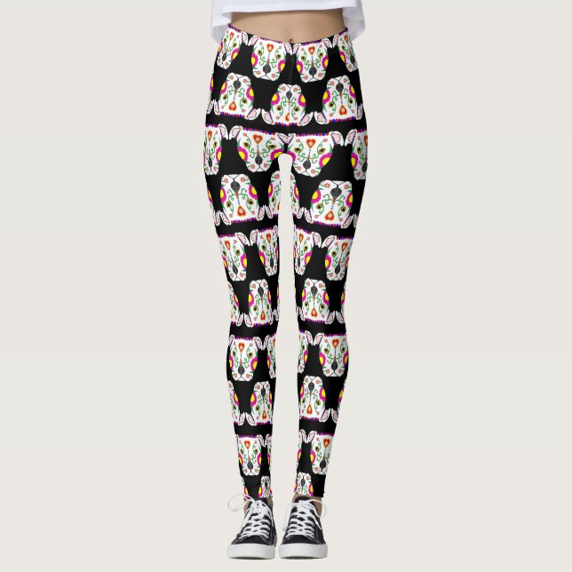 Mexicansk Pitbull mönstersvart Leggings (Framsida)