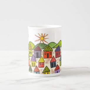 Mexicansk platskaffekopp benporslin mugg