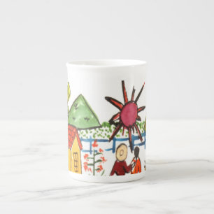 Mexicansk platskaffemugg benporslin mugg