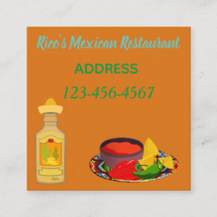 Mexicansk Restaurant. Fyrkantigt Visitkort