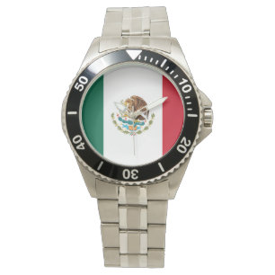 Mexicansk (rostfri) flaggaklocka, armbandsur