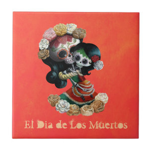 Mexicansk skelett- moderlig kärlek kakelplatta