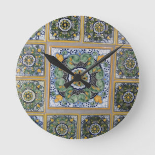 Mexicansk Talavera stil belägger med tegel Rund Klocka
