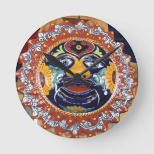 Mexicansk Talavera stilsol Rund Klocka