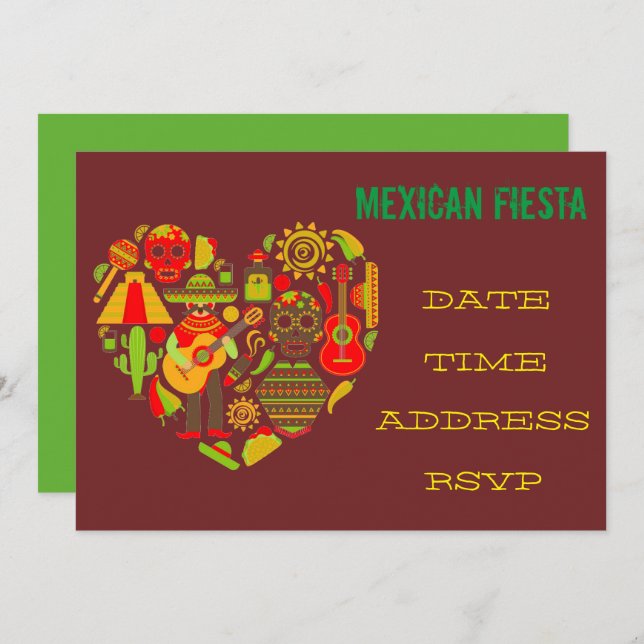 Mexicansk themed partyFiestamariachi Inbjudningar (Fram/baksida)