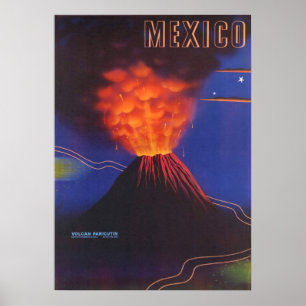 Mexicansk vulkanaffisch poster