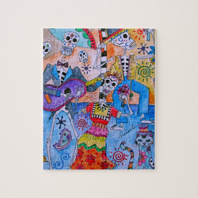 MEXICANSKA FIESTAMariachikatter Calavera Pussel (Vertikal)