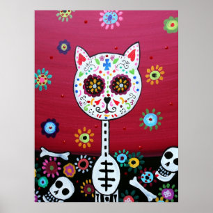 MEXICANSKA KATT DIAMETER DE LOS MUERTOS MÅLNING POSTER