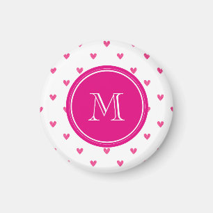 Mexicanska rosaglitterhjärtor med monogramen magnet
