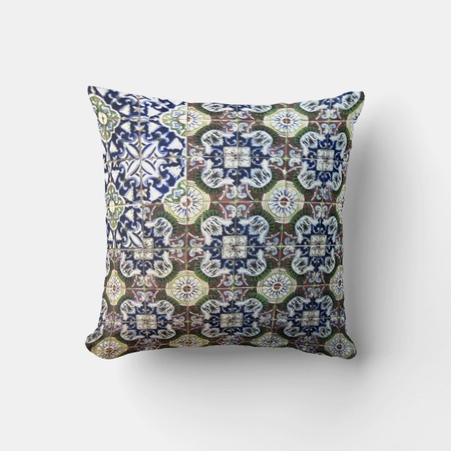 Mexicanska Talavera belägger med tegel design Kudde (Framsida)