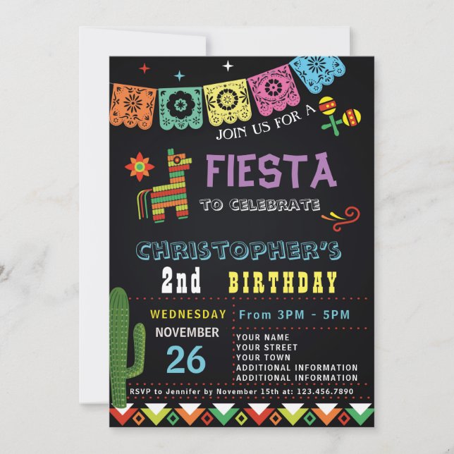 MEXICANSKT PARTY FÖR FIESTA FÖR INBJUDNINGAR (Framsida)