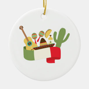 Mexicanskt party julgransprydnad keramik