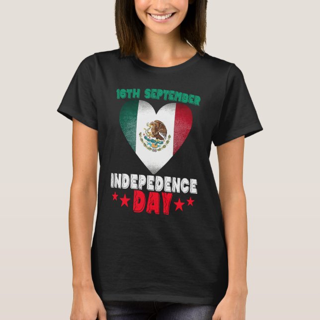 Mexico 16th September Independence Day Mexican Fla T Shirt (Framsida)
