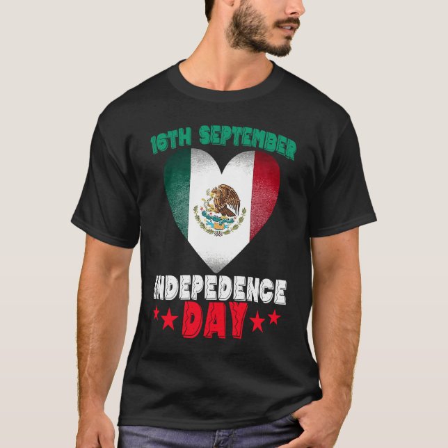 Mexico 16th September Independence Day Mexican Fla T Shirt (Framsida)