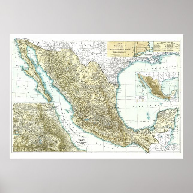 " Mexico: 1916 Detailed map ... Poster (Framsidan)