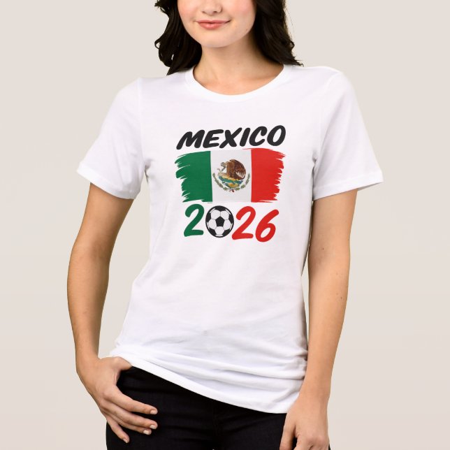 Mexico 2026 Soccer Fan Design with Football T Shirt (Framsida)