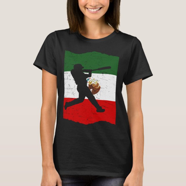 Mexico Baseball Flag for Mexican Baseball Fans Vin T Shirt (Framsida)