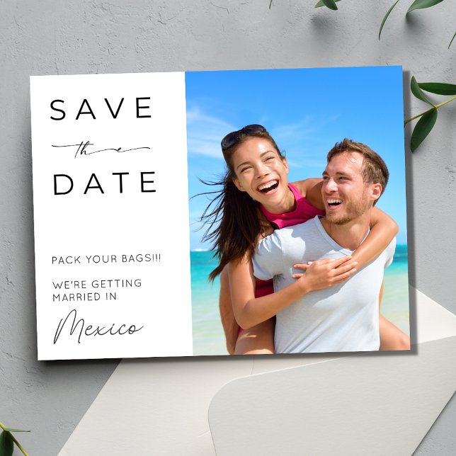 Mexico Beach Destinationsbröllop Spara datum Vykort (Mexico Beach Destination Wedding Save the Date Postcard)