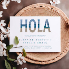 Mexico Beach Hola Typography Destination Wedding Inbjudningar
