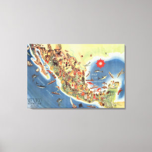 Mexico bildmässig karta av Miguel Gomez Medina Canvastryck