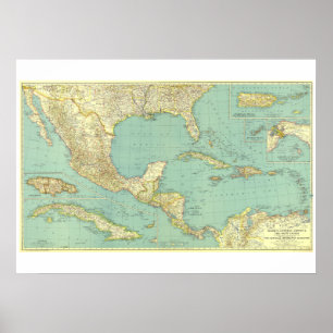 "Mexico/Central America: 1934 specificerad karta Poster