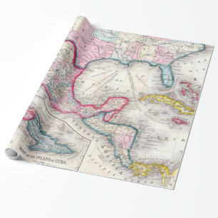 Mexico, Central America och karibisk karta (1860) Presentpapper