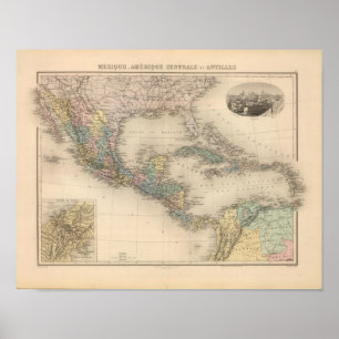 Mexico, Central America och karibiskt Poster