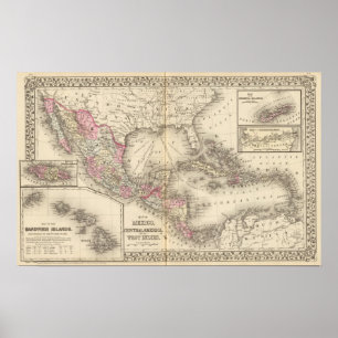 Mexico Central America, västra Indies Poster