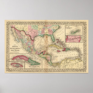 Mexico Central America, västra Indies Poster