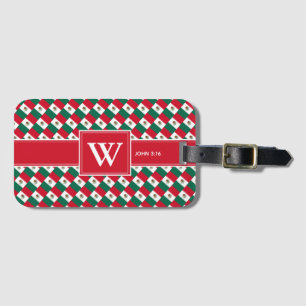 MEXICO Christian Monogram Luggage Red Bagagebricka