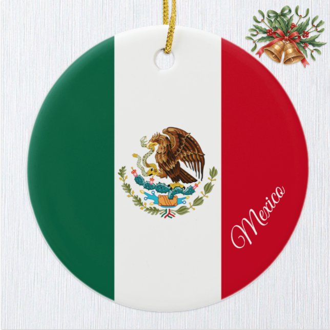 Mexico Christmas Ornament, Mexican Flag Julgransprydnad Keramik (Mexican Flag Ornament / Christmas, Mexico)