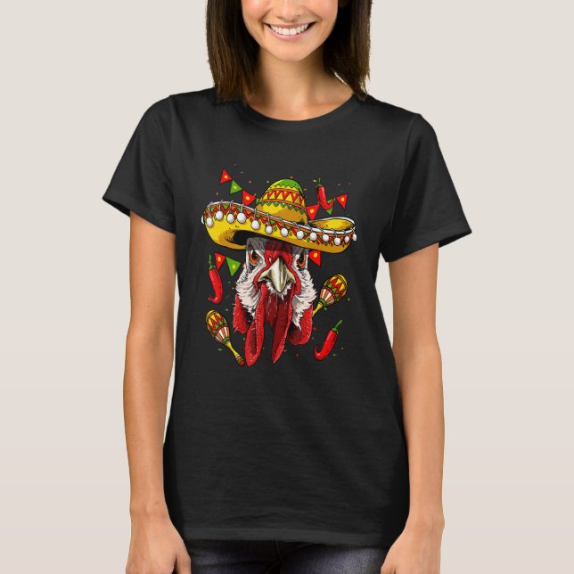 Mexico Cinco de Mayo Chicken Sombrero Mexican Part T Shirt (Framsida)