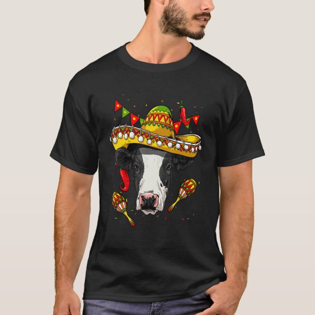 Mexico Cinco de Mayo Cow Sombrero Mexican Party Co T Shirt (Framsida)