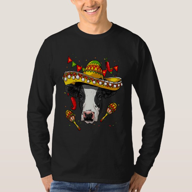 Mexico Cinco de Mayo Cow Sombrero Mexican Party Co T Shirt (Framsida)