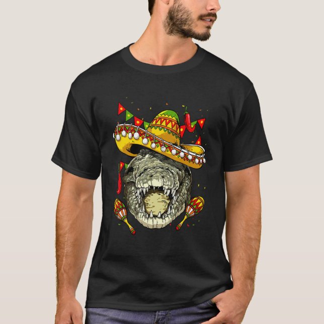Mexico Cinco de Mayo Crocodile Sombrero Mexican Pa T Shirt (Framsida)