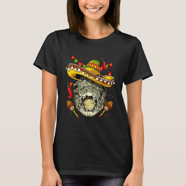 Mexico Cinco de Mayo Crocodile Sombrero Mexican Pa T Shirt (Framsida)