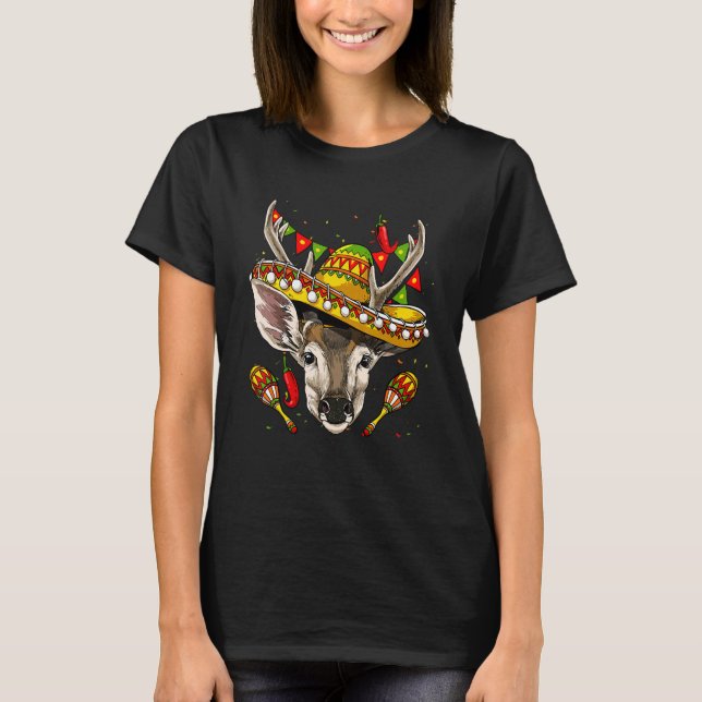 Mexico Cinco de Mayo Deer Sombrero Mexican Party D T Shirt (Framsida)