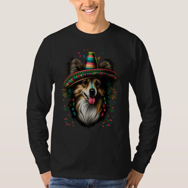 Mexico Cinco de Mayo Sheltie Mexican Shetland Shee T Shirt (Framsida)