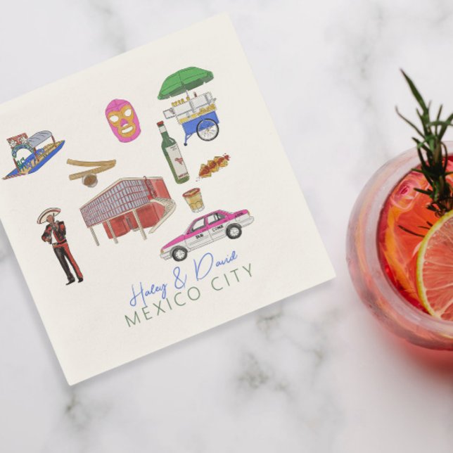 Mexico City Akvarellbröllop Pappersservett (Skapare uppladdad)