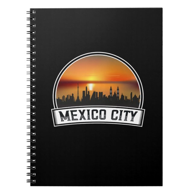 Mexico City CDMX Vintage Sunset Skyline Anteckningsbok (Framsidan)