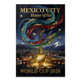 Mexico City Fotbollskonst 2026 Arena Perfect Poster